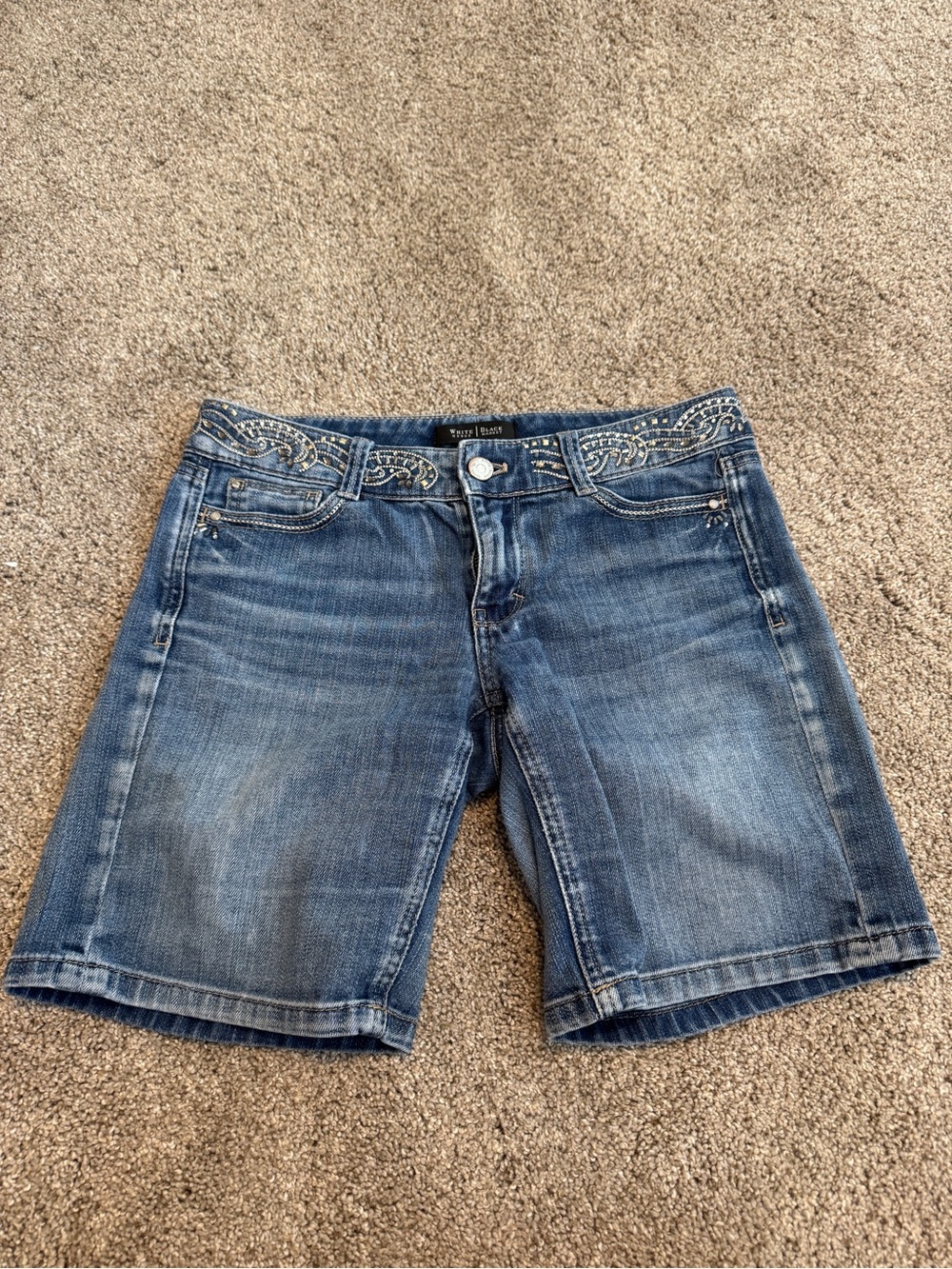 White House Black Market Embellished Blue Denim Jean Shorts